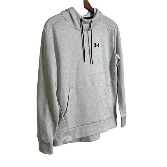 Under Armour Armour Fleece Left Chest Pullover Hoodie Light Heather Gray Small - Picture 2 of 7